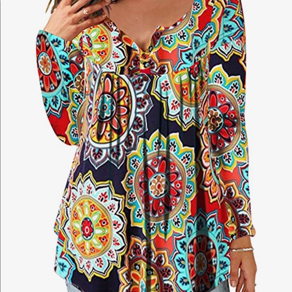 Long sleeve multi color tunic